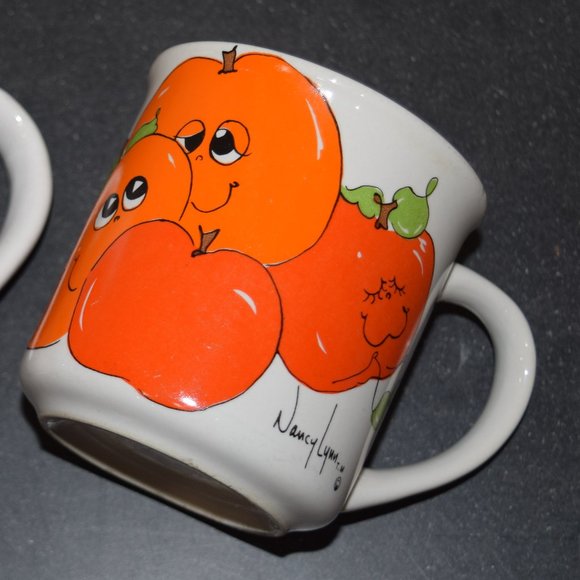 LOT Vtg Nancy Lynn Anthropomorphic Smiling Fruit Coffee Ceramic Mug Cups 70s E55 - Picture 11 of 12